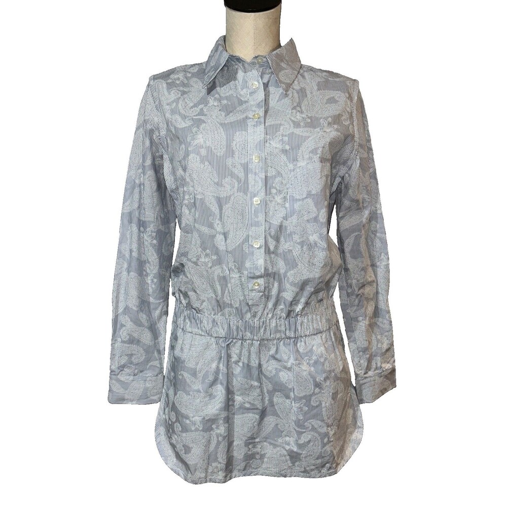 Thakoon Women’s Mini Shirt Dress Romper size 6 NWOT Preppy Coastal Stripe Floral